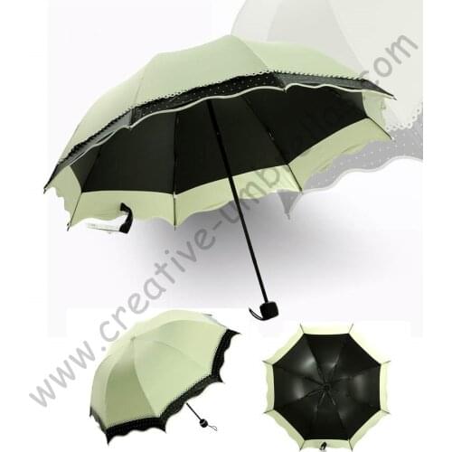 5pc/lot colour option summer folding mini sunny umbrella 5 times black coating Anti-UV Rice Yellow two layers lace parasol