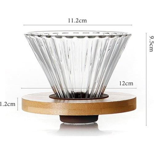 Glass Coffee Funnel Dripper Wooden V60 Brackets Glass Coffee Funnel Dripper Glass Coffee Filter Reusable Coffee Filters