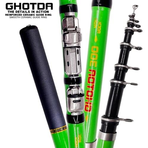 GHOTDA Telescopic Rock Fishing Rod Spinning Fly Carp Feeder Carbon Fiber Pesca 3M 2.7M 2.4M 2.1M 1.8M 1.5M Mini Travel Rod