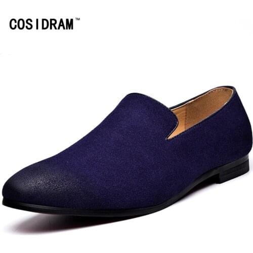 COSIDRAM Slip On Men Casual Shoes 2018 Spring Summer Men Shoes PU Leather Loafers For Male Footwear Plus Size 46 47 48 BRM-005