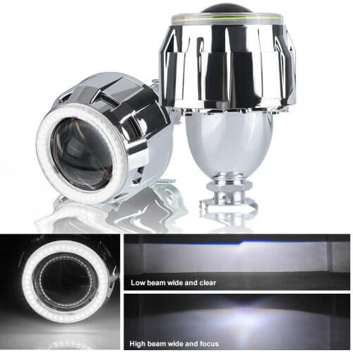Universal LED Angel Eye 2.5 inch Bi xenon Projector Lens For Headlight LHD RHD White Headlight Lenses For H4 H7 Car Styling