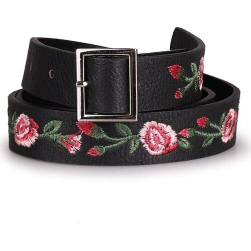 Embroidered Rose Decoration Ladies Belt Retro Flora Belt Fashion Womens Classical Style for dress BL629