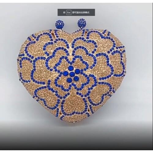 XI YUAN Heart Crystal Diamond Clutch Bag Wedding Bride Encrusted Evening Bags Sparkly Banquet Evening Bag Handbag For Wedding