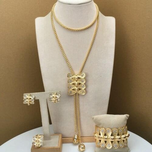 Yuminglai Fashion Design Jewelry Sets Rhinestone Necklace Earrings Bracelet Ring FHK10245