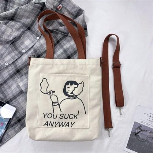 Comics Printed Shoulder Bags For Women Casual Canvas Crossbody Messenger Bag Large Capacity Handbag Totes Purse