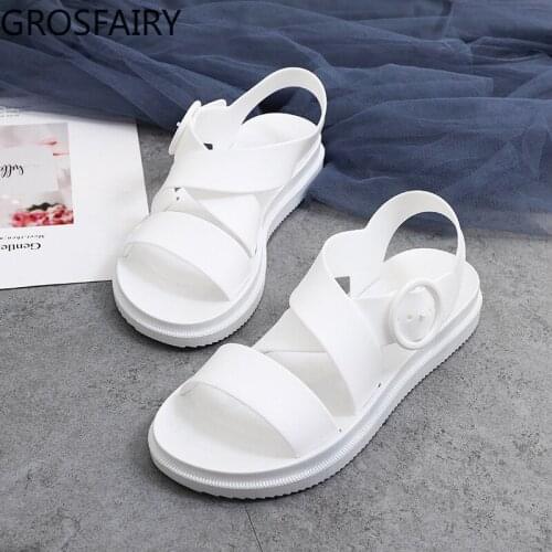 2021 Summer Womens Sandals Fashion Casual Flat Solid Color Buckle Low-top Sandals for Women, Sexy Womens High Heels