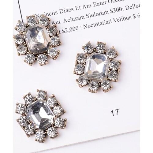 DIY Handmade Jewelry Making 10pcs 20*22mm Anti-gold color New fashion Alloy Material Crystal Rectangle Shape charm