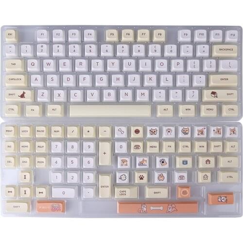 139Pcs Shiba Inu Pattern PBT Dye-sub Keycaps for 61/64/87/96/104 Keys GH60 RK61 Matrix Joke Custom Mechanical Gaming Keyboard
