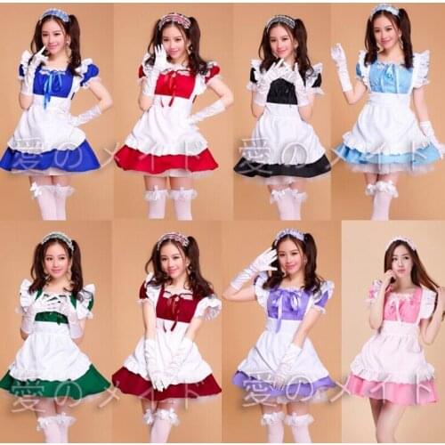 2018 Sexy French Maid Costume Sweet Gothic Lolita Dress Anime Cosplay Sissy Maid Uniform Plus Size Halloween Costumes For Women