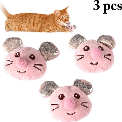 3pcs Creative Cat Toys Built-In Catnip Mouse Head Shape Cat Interactive Toy Cat Chew Toy Pet Supplies