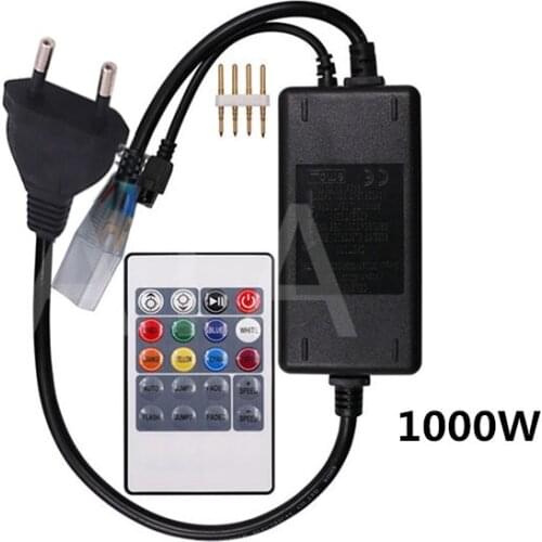 4pin 1000W controller Adapt with 20key IR remote For 8X16mm 5050 2835 RGB Neon Light LED Strip US 110V EU 220V