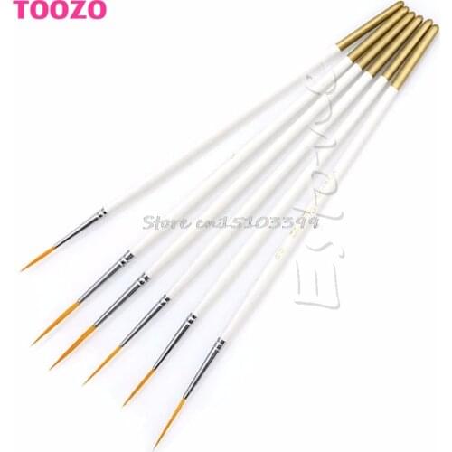 6Pcs Nylon Hair Round Brush Hook Line Pen Artist Paint Draw Painting Craft Set G08 Whosale&DropShip