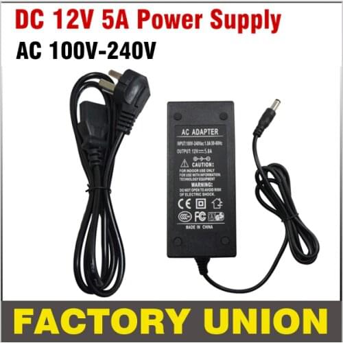 CCTV Adapter 12v 5A RoHS AC 100-240v to DC Power Supply Adapter AC DC AU/USA/UK/EU Plug Adapter for CCTV Camera DVR System