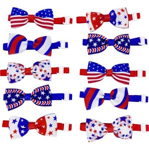 Dog accessories for small dogs Dog bows American Independence Day Pet Bow Tie Red White Blue Star Tie Cat and Dog DIY Decoration