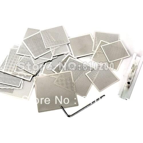Free Shipping New 29 Pcs/set BGA Universal Stencil Directly Heating Stencils+BGA Reballing Station BGA Reball Kit