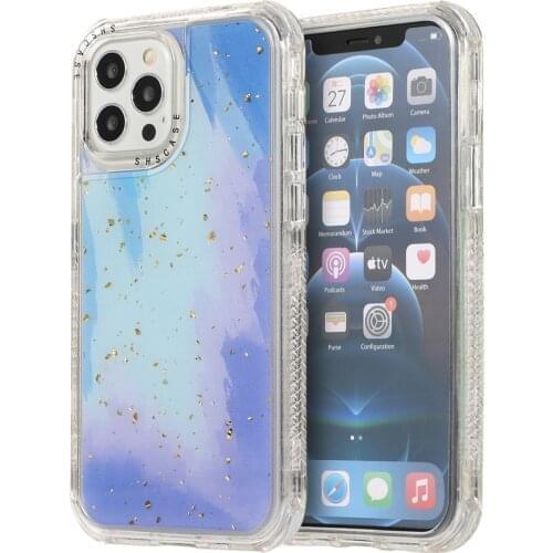 Watercolor Gold Foil Phone Case For iPhone 11 12 Pro Max 7 8 Plus SE 2020 XR XS Max X 11 Pro Dual Layer Bumper Shockproof Cover