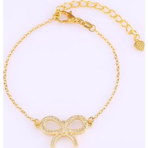 Hot Sale Three Colors Bowknot Connectors Micro Pave Clear Cubic Zirconia Pendant Bracelets&Bangles Fit Girl Jewelry Making DIY