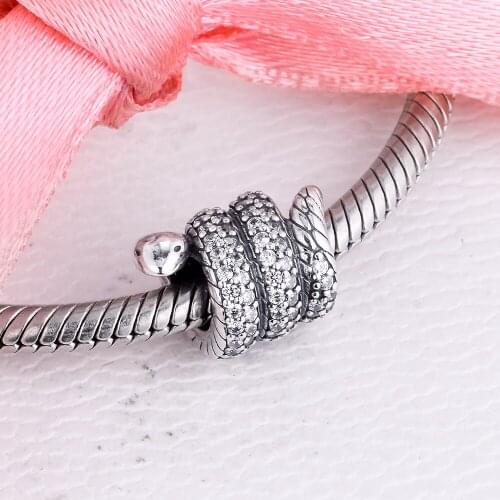 GPY Wrapped Snake Charms 925 Original Fit Pandora Bracelet Sterling Silver Beads for Jewelry Making DIY Kralen