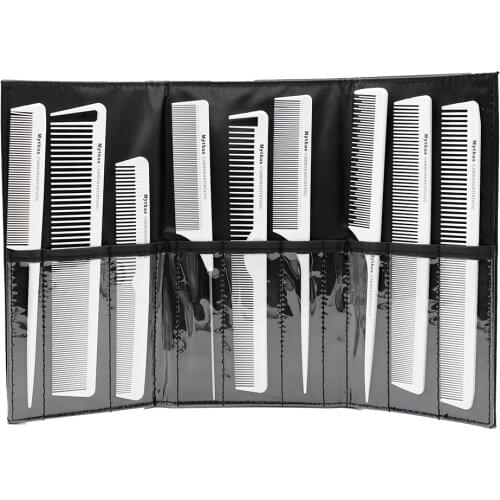 Mythus 9/Pcs Carbon Fiber Comb Home Fine Cutting Set Barber Hairstylist Salon Hairdressing Comb Kit Tail Comb For Men Women