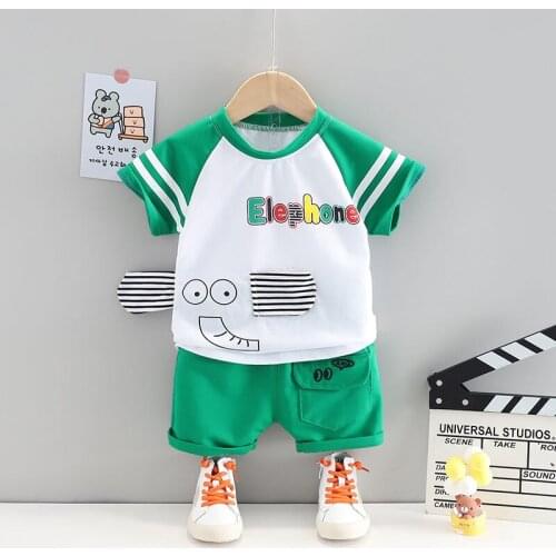 2021 Baby Boys Cotton Out Clothes Kids Cartoon O-Neck T Shirt Sport Shorts 2Pcs/Set Infant Children Fashion Toddler Tracksuits