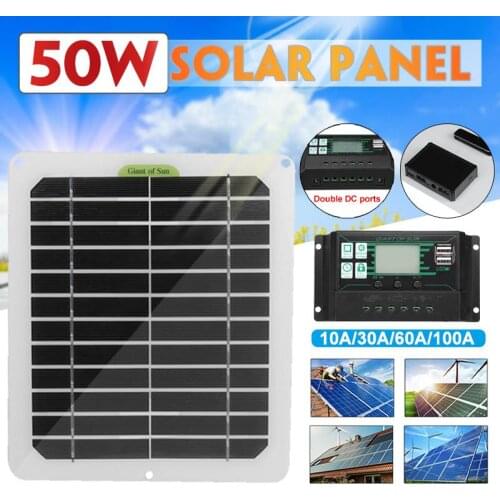 Flexible Solar Panel Kit 12V 10W USB Solar Cells Charger Battery Dual DC 100A Solar Controller For Home Camping Car RV Boat