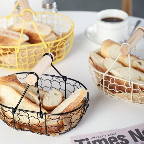Black Vintage Style Metal Wrought Iron Storage Basket Nordic Style Fruit Baking Bread Snack Basket