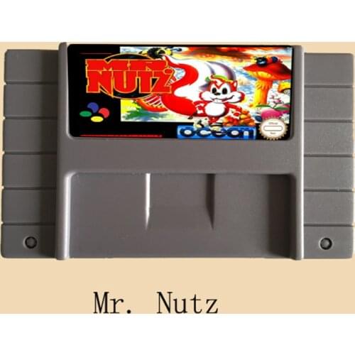 Mr. Nutz 16 bit Big Gray Game Card For USA NTSC Game Console