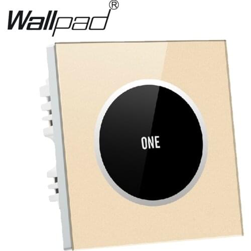 1 gang 1 way Gold Glass Screen Touch Wall Light Switch Logo Button Design Free 110V~250V micro touch switch,Free Shipping