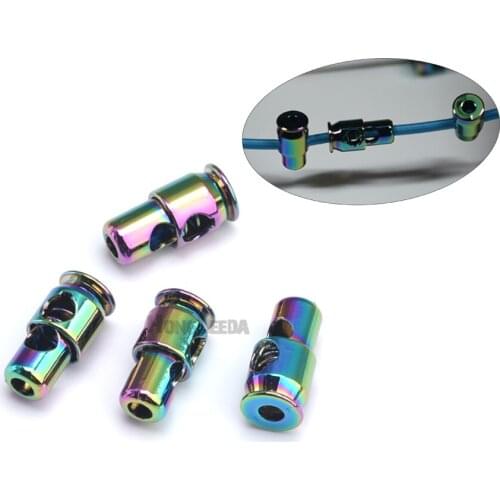 NEW DESIGN 20pcs/lot RAINBOW color metal alloy stoppers toggle cord locks Drawstring lock for 3mm, 4mm cord STP-026