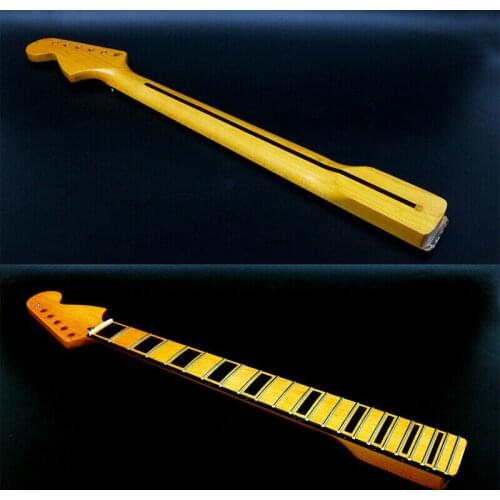 New Guitar Neck 22Fret 25.5inch maple Fretboard Dot inlay Glossy Yellow