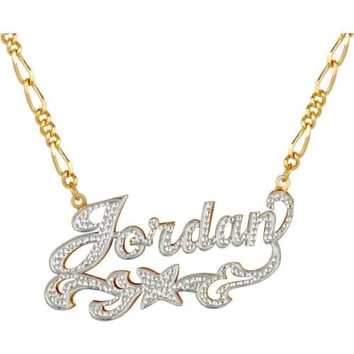 Custom Name Necklace Double Layer Two Tone Personalized Name Necklaces Gold Double Plated Star Pendant For Women Jewelry Gifts