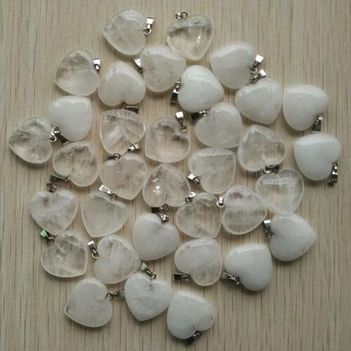 Wholesale 50pcs/lot fashion hot selling natural crystal heart pendants 20mm pendulum charms for jewelry making free shipping