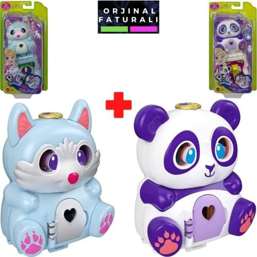 Polly Pocket rotating fun box Arctic Fox with small doll, Arctic Fox figure and hidden surprises, great gift for children
