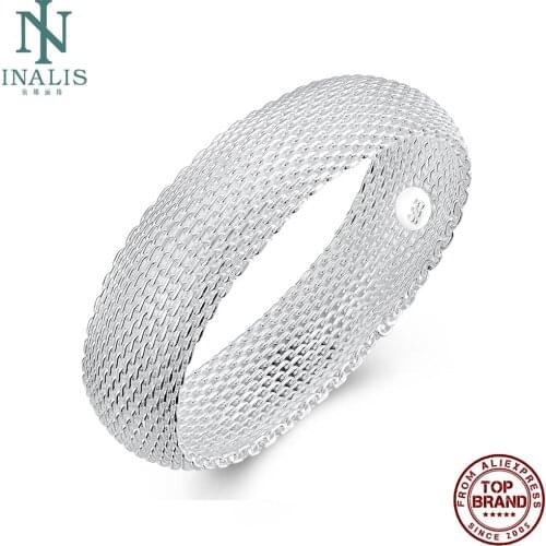 INALIS Simple White Bangles Mesh Personality Unique Design Copper Bangle Party Anniversary Birthday Jewelry High Quality Gift