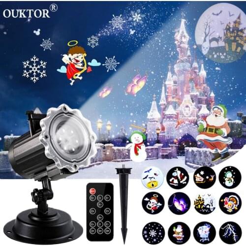 Christmas Dynamic Laser Projector Lamps Outdoor Garden Lawn Lamp 12 Patterns Animation Effect for New Years Xmas Decoration