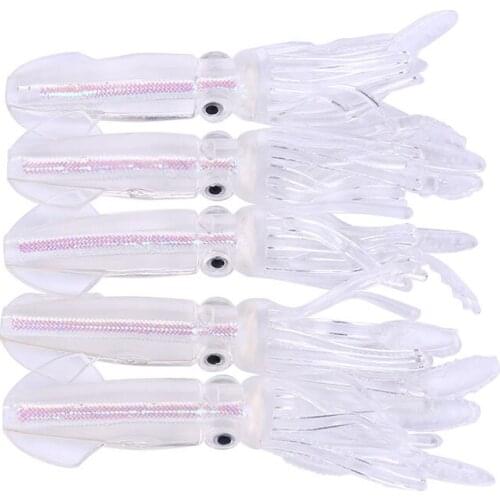 5Pcs soft Octopus Squid 10cm 8g Fishing Lure Glow Luminous Soft octopus Skirt Wobblers Lures pesca Artificial Baits SO035