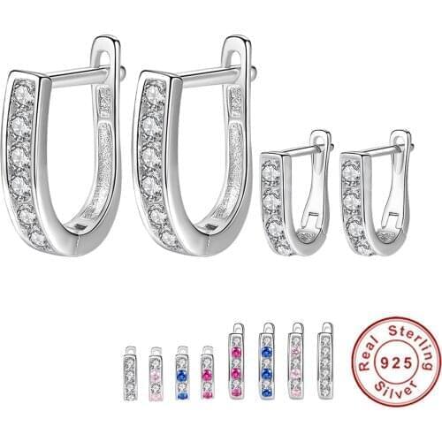 Genuine 925 Sterling Sliver Earrings Round Cubic Zirconia Crystal Stud Earrings For Women Child Kids Fashion Jewelry Gift