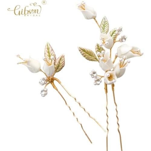 Wedding Bridal Hair Pin White Porcelain Flower Hairpin Elegant Women Hair Accessories Lily of the Valley