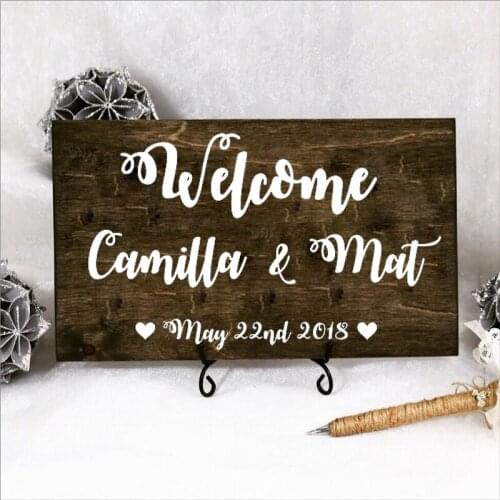 Wedding Sign Sticker Custom Bride and Groom Name & Date Vinyl Decal Personailzed Welcome Board Decoration Removable Waterproof