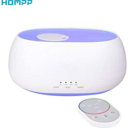 500ml Remote Control Aroma Diffuser,Essential Oil Ultrasonic Aromatherapy Home Air Humidifier Colorful Light Rotating Spray Port