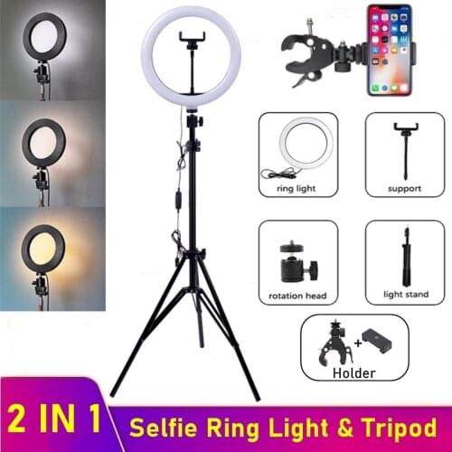 Dimmable LED Selfie Ring Fill Light Phone Camera Led Ring Lamp With Tripod For Makeup Video Live Aro De Luz Para Hacer Tik Tok