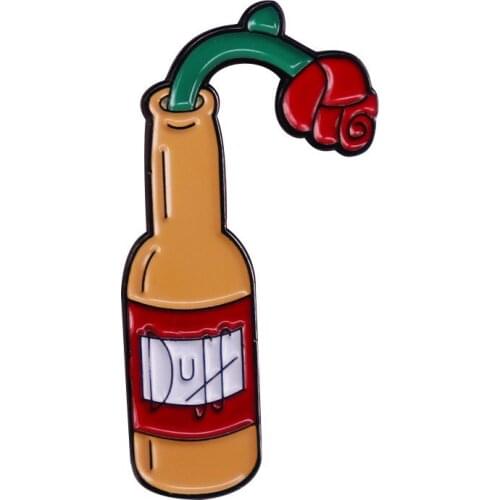 Cartoon Simpson Anime Enamel Pins Wine Bottle And Rose Flower Brooch Badge for Women Men Party Lapel Pin Jewelry Friend Gifts