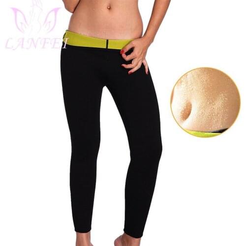 LANFEI Women Neoprene Body Shaper Sweat Waist Pants Sweat Slimming Trousers Thermo Waist Trainer Fat Burner Workout Capris Pants