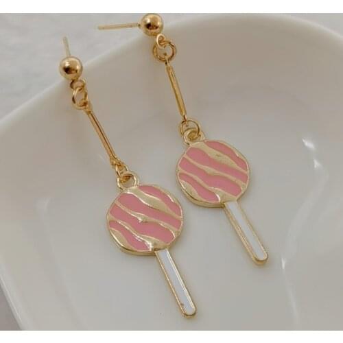 Earrings ladies dripping oil lollipop earrings childrens jewelry five-pointed star handmade cute girl lollipop earrings gift