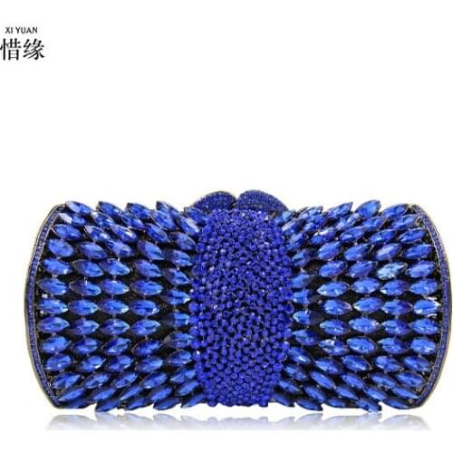 Cocktail prom wedding Evening Bags Women Full Crystal Clutches Ladies Silver Party Bag Gold Party Purses gold/blue/green/black