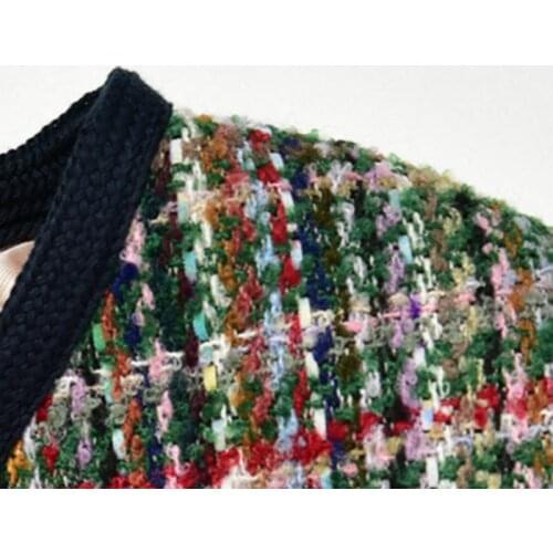 Tweed Plaid Womens Coat or Shorts O-neck Long Sleeve Pockets Buttons Cardigan High Waist Zipper Shorts Female Set New