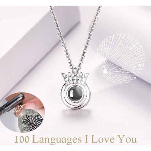 Ladies necklace creative projection necklace 100 languages i love you pendant necklace valentines day gift бижутерия #40