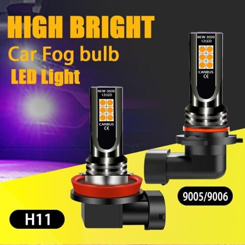 1PCS H8 H9 H1 H3 H16 H4 H7 H11 9005 HB3 9006 HB4 Car CSP LED Fog Headlight Bulbs 6000K White Auto Fog Lamp Day Running Light