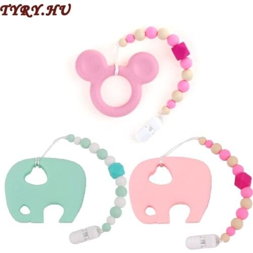 TYRY.HU 1PC Silicone Teether DIY Pacifier Chain Clip Silicone pendant Baby Shower Gift Teething Toy Necklace Silicone beads