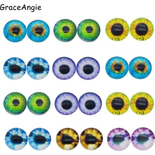 10-50pcs/lot Round Glass Animal Dragon Cat Eye Cameo Cabochon Charms Mix Color Craft Doll Making DIY Jewelry Finding 6-30mm